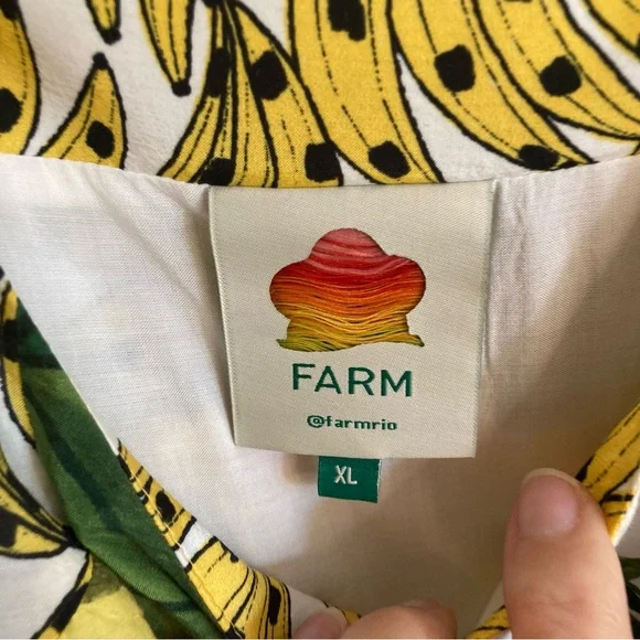 FARM Rio Mixed Prints Patch Maxi Dress Beaded Straps Tropical Fruit Size XL - Picture 14 of 16